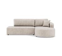 Miro - Canapé d'angle droit 4 places convertible avec coffre en velours texturé - Beige