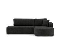 Miro - Canapé d'angle droit 4 places convertible avec coffre en velours texturé - Gris Anthracite