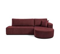 Miro - Canapé d'angle droit 4 places convertible avec coffre en velours texturé - Prune