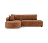 Miro - Canapé d'angle gauche 4 places convertible avec coffre en velours texturé - Rouille