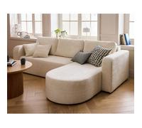 Miro - canapé d'angle réversible - 4 places - convertible avec coffre - en velours texturé - Beige