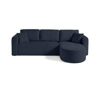 Miro - canapé d'angle réversible - 4 places - convertible avec coffre - en velours texturé - Bleu Bleu