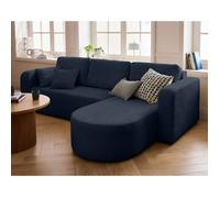 Miro - canapé d'angle réversible - 4 places - convertible avec coffre - en velours texturé - Bleu Bleu