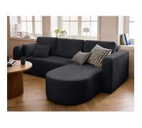 Miro - canapé d'angle réversible - 4 places - convertible avec coffre - en velours texturé - Gris Anthracite