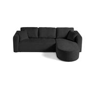 Miro - canapé d'angle réversible - 4 places - convertible avec coffre - en velours texturé - Gris Anthracite