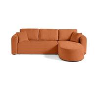 Miro - canapé d'angle réversible - 4 places - convertible avec coffre - en velours texturé - Rouille