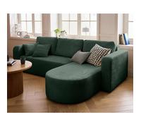 Miro - canapé d'angle réversible - 4 places - convertible avec coffre - en velours texturé - Vert