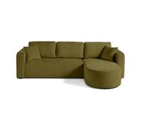 Miro - canapé d'angle réversible - 4 places - convertible avec coffre - en velours texturé - Vert Olive