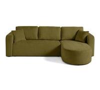 Miro - canapé d'angle réversible - 4 places - convertible avec coffre - en velours texturé - Vert Olive Vert Olive