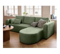 Miro - canapé d'angle réversible - 4 places - convertible avec coffre - en velours texturé - Vert sauge