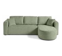 Miro - canapé d'angle réversible - 4 places - convertible avec coffre - en velours texturé - Vert sauge