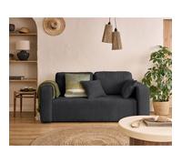 Miro - canapé droit 2 places - en velours texturé - Gris Anthracite