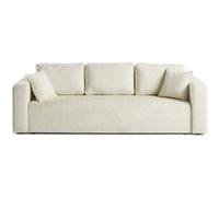 Miro - canapé droit 3 places - convertible avec coffre - en velours texturé - Beige