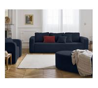 Miro - canapé droit 3 places - convertible avec coffre - en velours texturé - Bleu
