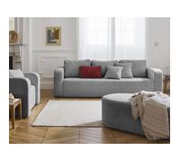 Miro - canapé droit 3 places - convertible avec coffre - en velours texturé - Gris