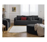Miro - canapé droit 3 places - convertible avec coffre - en velours texturé - Gris Anthracite