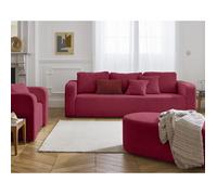 Miro - canapé droit 3 places - convertible avec coffre - en velours texturé - Prune