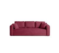 Miro - canapé droit 3 places - convertible avec coffre - en velours texturé - Prune