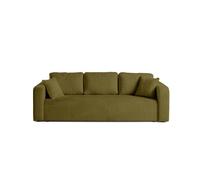 Miro - canapé droit 3 places - convertible avec coffre - en velours texturé - Vert Olive