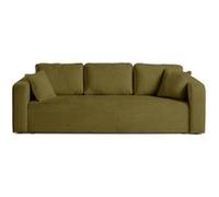 Miro - canapé droit 3 places - convertible avec coffre - en velours texturé - Vert Olive