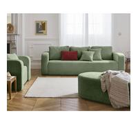 Miro - canapé droit 3 places - convertible avec coffre - en velours texturé - Vert sauge