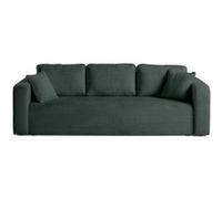 Miro - canapé droit 3 places - convertible avec coffre - en velours texturé - Vert
