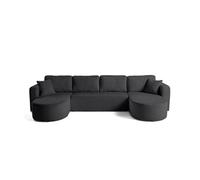 Best mobilier Canapé panoramique Miro en U 7 places convertible avec coffre velours Gris anthracite