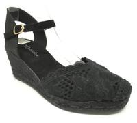 Miro Espadrilles Boho Chic pour femme avec plateforme en jute pour femme, Noir , 40 EU