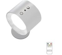 miro france Lampe murale Led sans fil, applique murale Intérieure (Télécommande, Rechargeable USB), lampe rotative 360° à luminosité réglable apprécier liberté d'éclairage (Blanc*1pcs,17*10*7cm)