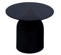 Miro-table basse ronde d50 cm en verre noir et acier laqué