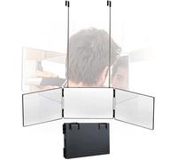 Miroir 3 faces pliable avec crochet - Self Cut Mirror - Noir - Verre et ABS - 34cm