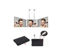 Miroir de décoration GENERIQUE Miroir 360° 3 Faces Coiffure avec LED Lumières FONGWAN pour Maquillage, Coupe de Cheveux - Noir