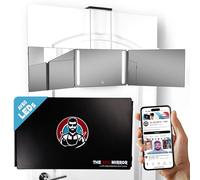 Miroir 360 à LED pour se Couper Les Cheveux - Hauteur Réglable avec Crochets - Miroir 3 Faces Pliable - Miror de barbier - Miror Coiffure Homme - Miroi Triptyque Barber (avec LED)