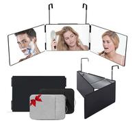Miroir 360 coiffure homme et femme pour se couper les cheveux seul. Miroir triple pliable, hauteur réglable, pour porte ou coiffeuse