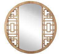 Beliani Miroir Mural Design de Forme Ronde 60 cm avec Cadre en Bois Clair Naturel pour Entrée Salon ou Chambre au Style Moderne