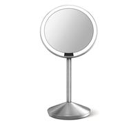 simplehuman ST3004 miroir à capteur pliable 12 cm, miroir grossissant 10x lumineux maquillage avec lumière LED, rechargeable, cosmétique portable, salle de bain, voyage, acier inoxydable brossé