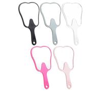 Miroir à dents de 5pcs 6.3x3.4 Miroir à main en forme de dent haute définition avec poignée étendue petite miroir à main-d'œuvre anti-bas pour les retouches de maquillage, miroir à main, petit miro