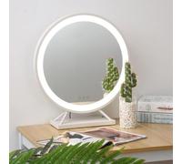 Miroir à écran Tactile Hollywood Vity Miroir avec Lumières, Miroir De Bureau Rond, Rétroéclairé, Base Carrée, pour Dressing, Chambre à Coucher, Table, White, Ø500mm(19inch)