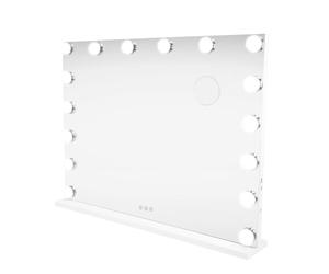 Miroir à LED 80 x 60 cm Bluetooth, Pied/Mural, Luminosité Ajustable 3 Couleurs, Enceintes Bluetooth Intégrés, 2 ports de charge USB-A & USB-C [Chiffon Microfibre & Miroir Grossissant INCLUS]