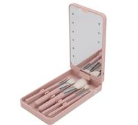 Miroir à LED Brosse de Maquillage Boîte à Maquillage Pliable Rotatif Ensemble de Pinceau de Maquillage Pliable avec Rangement intégré et Miroir LED Lumineux pour Voyager en