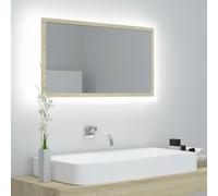 Vidaxl Miroir Led De Salle De Bain Chêne Sonoma 80x8,5x37 Cm Aggloméré