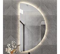 Miroir à LED miroir de salle de bain demi-cercle miroirs muraux éclairés avec miroir de maquillage anti-buée miroir rétro-éclairé gradable miroir à semi-cerch, droit, 32 pouces/80 cm