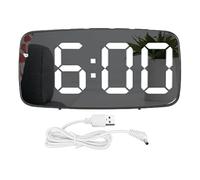 Miroir à LED Récit d'alarme numérique grand affichage horloge USB Charge Dormitory de chambre à coucher
