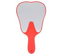 Miroir à main avec poignée en forme de dent, 4 couleurs, tendance, utile, mignon, poignée en plastique, outil de soin des dents, miroir de voyage pour enfants, miroir cosmétique portable (rouge)