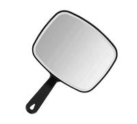 Miroir à main - En verre - Aspect salon - Miroir de coiffeur - Carré noir - Pour coiffeur - Verre de coiffeur pour salon de coiffure - Miroir de maquillage avec poignée confortable pour les soins de