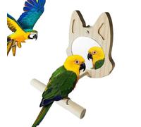 Miroir À Oiseaux Avec Perchoir-taille 5.51x4.72x3.54 Pouces, Support De Perruche En Bois, Jouets De Jeu En Cage Pour Perroquets | Conure Grise D'Afrique Calopsitte Inséparable Pinson Canari Petits Ois