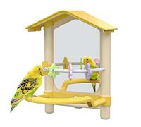 Miroir à oiseaux de 20,6 cm avec support de perchoir et jouets à mâcher, jouet pour perroquet, accessoire décoratif pour cage à oiseaux, aide les oiseaux à libérer le stress pour les canaris