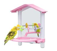 Miroir à oiseaux de 20,6 cm avec support pour perchoir et jouets à mâcher, accessoire décoratif pour cage à oiseaux, aide les oiseaux à libérer le stress pour les canaris, perruches, inséparables