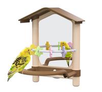 Miroir à oiseaux de 20,6 cm avec support pour perchoir et jouets à mâcher, accessoire décoratif pour cage à oiseaux, aide les oiseaux à libérer le stress pour les canaris, perruches, inséparables