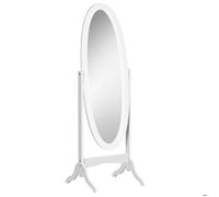 HomCom - Miroir à pied ovale style shabby chic - Inclinaison réglable - 48×46×147 cm MDF blanc